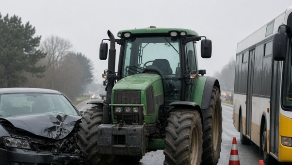 Auto botst frontaal op tractor en raakt ook lijnbus in Jabbeke: bestuurster gewond