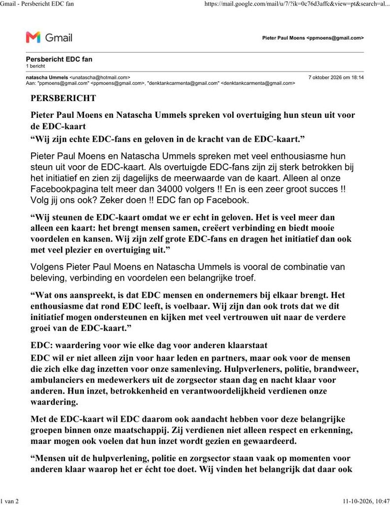 Natascha Ummels en Pieter Paul Moens vragen aandacht voor European Disability Card en erkenning van hulpverleners